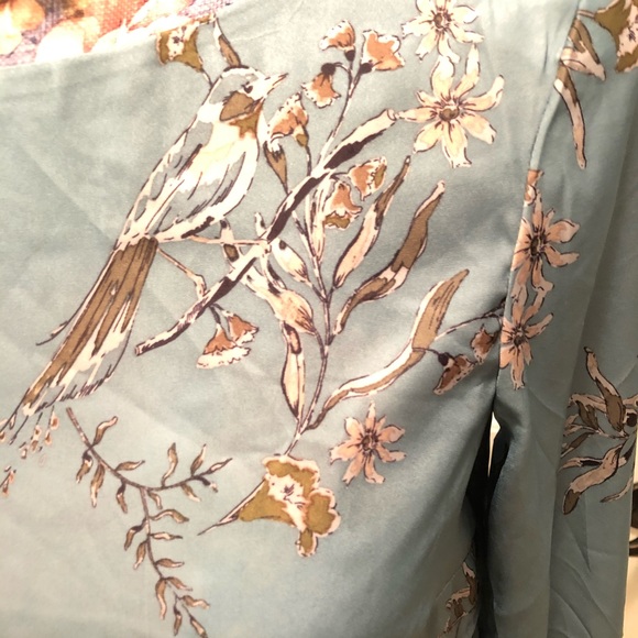 H&M Robins Egg Blue Floral Top size XS NWT Birds - Picture 9 of 11